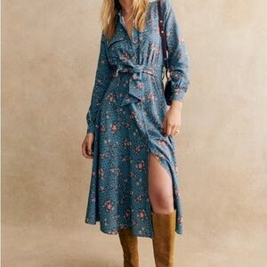 Floral Blue Midi Dress